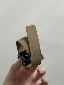 1pc Unisex Litchi Texture Silicone Magnetic Watch Band, Compatible With Apple Watch 42mm, 38mm, 40mm, 41mm, 44mm, 45mm, 46mm, 49mm, Fashionable Smart Watch Replacement Strap For Series Ultra2, Ultra SE2, SE 11, 10, 9, 8, 7, 6, 5, 4, 3, 2, 1 - Apricot - View 4