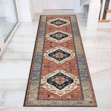 Elegant Long Sliding Mats - Featuring A Modern Geometric Design In Blue, Beige, And Brown, Perfect For Decorating Hallways, Staircases, And Hotel Corridors. A Top Choice For Holiday Gifts And Rugs. Made Of Machine-Washable Polyester, These Washable Area Mats Are Easy To Clean. - C - View 11