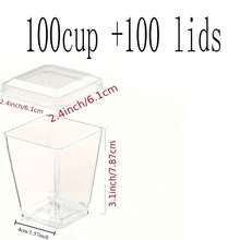 10/20/25/50/100个装方形慕斯杯带盖，甜点杯，布丁杯，适用于盛装甜点、果汁、冰沙，迷你杯 - 無色 - 查看 11