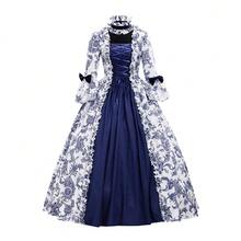 European And American Hot Style Medieval Victorian Court Dress Renaissance Gothic Trumpet Sleeve Dress   Regency Dress Cosplay Renaissance Outfit Women Regency Era Dress Vestidos Elegantes Vestidos Vestidos De Fiesta Vestidos De Mujer Elegantmaxidress Dress For Women  Dresses For Women - 藍色 - 查看 1