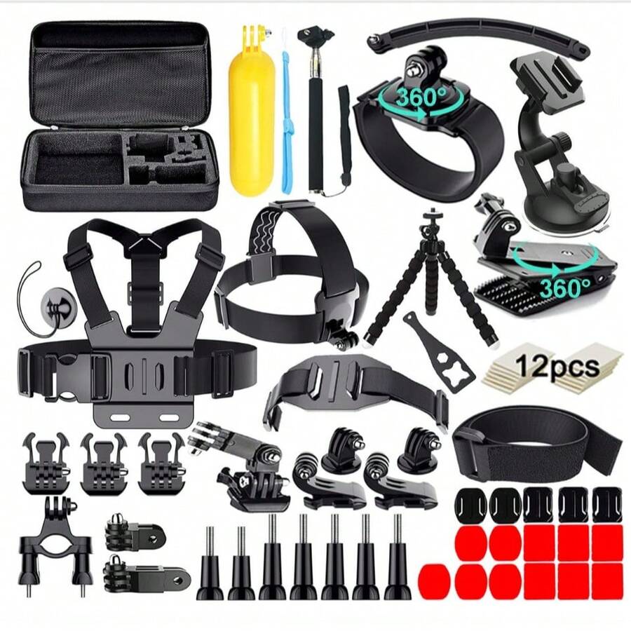 61-In-1 Action Camera Accessory Kit, Compatible With Hero 13-6/Max/Fusion, Osmo Action, And AKASO/APEMAN/Campark/SJCAM Cameras - View 1