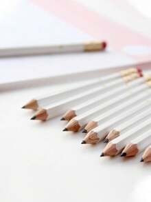 20支迷你心形金箔铅笔，带橡皮擦和1个卷笔刀，适合儿童、学校、办公室、婴儿礼物、婚礼（白色）返校季 - 白桿鉛筆+削鉛筆機 - 查看 4