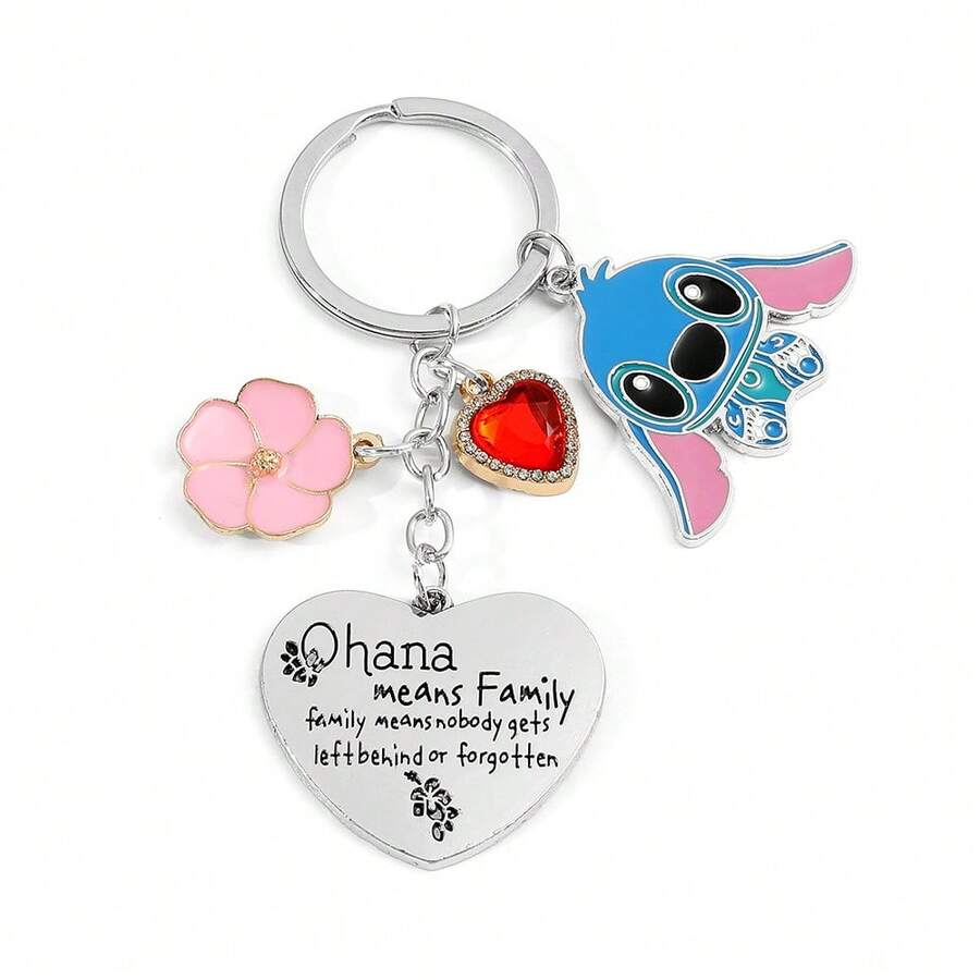 Disney Anime Figures Stitch Keychain Cartoon Heart Stitch Accessories Pendant Keychains Holder Lilo Stitch Doll Keyring Gifts - Multicolor - View 1