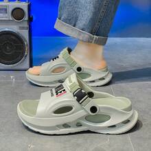 夏季男士休闲厚底防滑耐磨透气拖鞋，情侣款，适合驾车和日常穿着 - 薄荷綠 - 查看 7