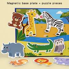 Juego de rompecabezas magnéticos de educación temprana, con temas de animales y vehículos, diseño de clip de libro, juguete de aprendizaje cognitivo para niños en edad preescolar - Multicolor - Ver 6