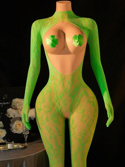 걸 섹시 란제리, 섹시 란제리 피쉬넷 바디수트, 크로치리스 바디수트, 레오파드 할로우 시스루 긴팔, 핫 걸 의상, 비키니 커버업, 섹시 파티 역할극 의상 발렌타인 데이, 블랙 란제리