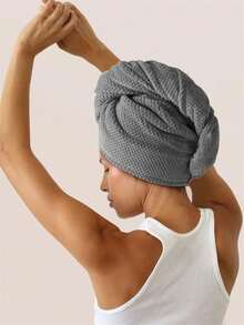 1条超细纤维干发巾，柔软速干发巾，简约纯色浴室毛巾，超强吸水发帽，防毛躁湿发浴帽，浴室配件睡眠帽 - 彩色 - 查看 9