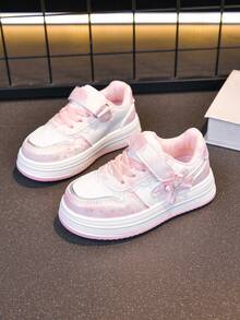 Children's Versatile, New Comfortable Soft-Sole Shoes, Suitable For All Seasons, Outdoor Wear, Vacation Travel, Princess-Style Decor, School, Fashionable Casual Thick-Soled Sneakers - Pink - View 2