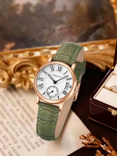 REBIRTH 1pc Women's Fashion Leather Belt, Minimalist College Style Roman Scale Display Casual Watch, Suitable For Daily Wear
