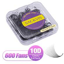 SACKVIS 600Fan Clusters Pre Made Fan Lash 10D/15D/20D Volume Aguud Ready-Made Fan Lash Extensions 0.07Mm D Curl Easy Application Lightweight Design Pre Fanned Knot Free - View 21