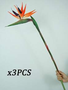 3/5 piezas Flores artificiales de ave del paraíso de alta calidad de 24 pulgadas, resistentes a los rayos UV y sin decoloración, hechas de goma suave de PU, flores artificiales, plantas falsas, adecuadas para regalos del Día de la Madre, regalos de cumpleaños, Día de la Madre, Día de San Valentín, regalos para mujeres, regalos de apreciación a maestros, despedida de soltera, decoración de habitaciones - Naranja - Ver 13