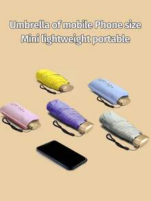 1 pieza Paraguas portátil, paraguas plegable ligero resistente a los rayos UV con bolsa de transporte, armazón de metal, anti-UV, diseño mini, adecuado para días soleados y lluviosos - A - Ver 7