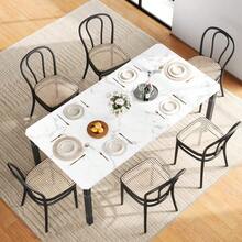 Dining Tables - 2m-black + Marble White - View 6