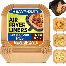 50/100/200pcs Non-Stick Air Fryer Liner Papers, Greaseproof Paper With Grooved Edges, Suitable For Air Fryers, Microwaves, Ovens, And As Barbecue Grill Liners.  Greaseproof, Non-Stick, Heat-Resistant, And Easy To Clean. Ideal For Serving Grilled Foods And Desserts. A Perfect Choice For Home And Commercial Kitchens, And A Must-Have For Holiday Baking, Barbecues, Parties, And Gatherings. - 彩色 - 查看 23