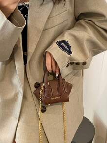 迷你翅膀包、大眼睛包、时尚小巧笑脸包、百搭可爱迷你手提包、萌萌迷你斜挎包、超小包 - 咖色 - 查看 5