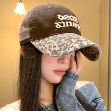 时尚豹纹棒球帽，复古美式宽檐棒球帽，适合生日派对 - A - 查看 2