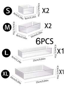 6件套抽屉式化妆品收纳盒，香水收纳盒，透明多尺寸组合爽肤水和样品收纳盒，非常适合收纳化妆品、浴室柜用品、办公用品、厨房用具，也适合作为圣诞礼物、家居装饰、女性必备收纳用品、旅行用品和返校用品。 - 彩色 - 查看 15