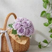 仿真玫瑰花束 长茎仿真玫瑰 丝绸花 婚礼花束 中心装饰 派对 新娘 婴儿派对 - 彩色 - 查看 4