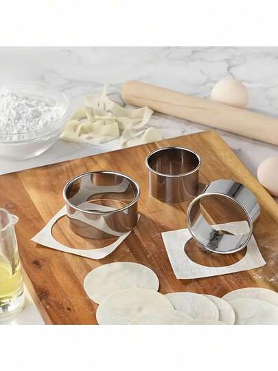 3 יחידות כלי כיסונים מנירוסטה - מגלגל בצק עגול ועטיפת בצק, עיצוב קל, גאדג'טים למטבח, כלי אפייה, מתאים לחג המולד, ליל כל הקדושים ומסיבות