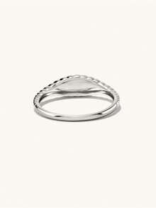 1pc Minimalist Fashion Style Gold Plated Stainless Steel Ring, Personalized Couple Ring - Silver - View 2