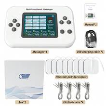 4 Outputs Pulse Electrostimulator 15 Massage Modes 30 Levels Intensity Electric EMS Acupuncture Body Massage Digital Physiotherapy Machine Rechargeable TENS Unit Muscle Stimulation - Multicolor - View 15
