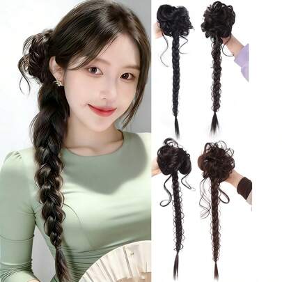 Tóc giả buộc thấp kiểu Trung Quốc, kiểu tóc tết râu rồng, có kẹp lớn, thích hợp cho nữ sử dụng hàng ngày và các buổi tụ họp.