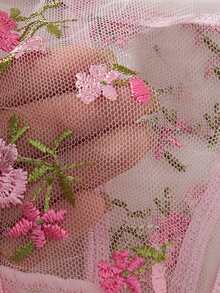 Date Night Sheer Mesh 4 Piece Bra & Garter Set - Pink - View 7