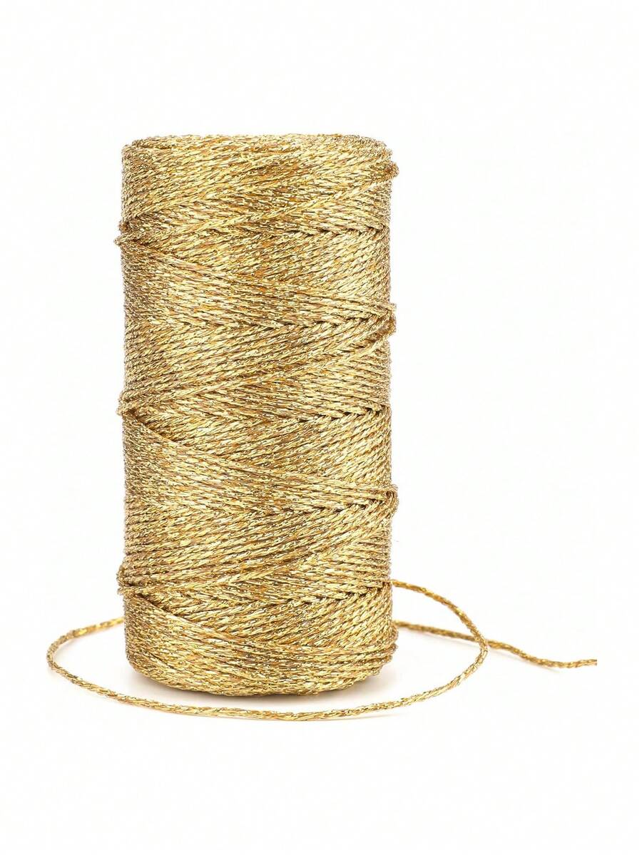 100m Pink & White Gift Tying Rope, Ribbon, Packaging Strap, Gift Wrapping, Linen Rope - Gold - View 1