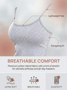 Women's Solid Color Camisole, Slim Fit Summer Sleeveless Undershirt - Light Grey - View 7