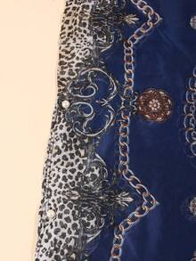 1 pieza Chal/Bufanda de mujer de gasa ligera con estampado de leopardo y cadena vintage, versátil y holgada con botón de perla, adecuado para viajes y uso diario, para todas las estaciones - Multicolor - Ver 12