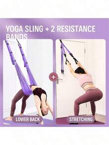 1pc Dance Stretching Tool - Yoga Strap, Back Bending Training Yoga Stretch Rope (With Door Anchor), Flexibility Training Assist Stretch Band, Suitable For Fitness, Gymnastics, Dance, Aerial Yoga, Ballet - Purple - View 2