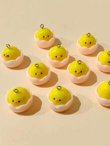 5/10/15pcs Per Pack, Three-Dimensional Cute Chick Breaking Out Of Its Resin Pendant, Jewelry Additions - Multicolor - View 3