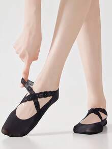 4 Pairs Ballet Style Lace Criss-Cross Invisible Liner Socks - Multicolor - View 8