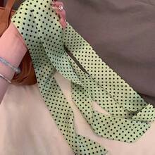 Korean Long Black And White Polka Dot Silk Scarf, Spring And Summer New Neck Scarf, Decorative Versatile Temperament With Shirt Streamer - 白色 - 查看 10