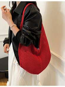 Large Capacity Crochet Shoulder Handbag, Lightweight And Multifunctional Woven Handbag, Suitable For Travel, Beach, And Vacation - Multicolor - View 8