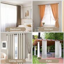 1 Juego de Barra de Cortina Resistente para Ventanas de 34-146 pulgadas, con Piezas Decorativas de Grano de Madera, Adecuado para Baño, Dormitorio, Sala de Estar, Patio Exterior, Cocina, Barra de Cortina Pequeña - Cilindro de veta de madera - Ver 10