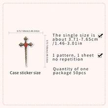50pcs Cross Stickers, Gothic Dark Style Cute Retro Decorative Stickers For Album, Skateboard, Diary, Graffiti Scrapbook Supplies Stationery Funny Stickers Kindle - Cross - View 2