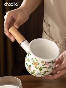 choxila 1 pieza Cafetera esmaltada, Lechera, Sartén japonesa mini de 10CM para mantequilla, Olla para comida de bebé, Apta para freír, hervir y hacer mermelada - Ver 3