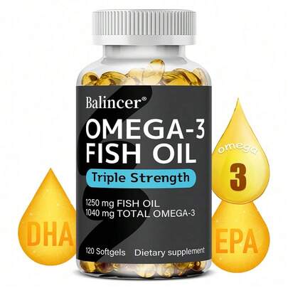 Bcuelov Triple-Effect Omega-3 Fish Oil Softgels - Contains 690mg EPA And 260mg DHA - Supports Focus And Memory For Overall Health - 120 Softgels