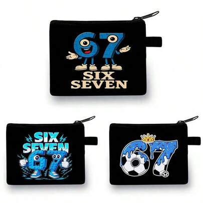 محفظة عملات أنيقة، طراز ممتع، محفظة عملات متعددة الاستخدامات للأطفال، ملونة، محفظة عملات مطبوع عليها أرقام العطلات - طراز كاجوال، مصنوعة من البوليستر، طراز ألعاب ممتع للأطفال متعدد الاستخدامات