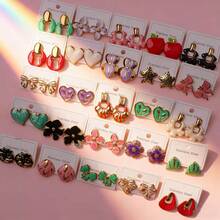 4PCS/14PCS/28PCS The Fashionable Bohemian Style Earrings With Asymmetrical Design Featuring Elegant Flower Patterns, The Fresh And Colorful Sweet Earrings Set, Are Suitable As Jewelry Gifts For Daily Wear, Weddings, Parties And Vacations. Give Them To Your Good Friends! - Multicolor - View 1