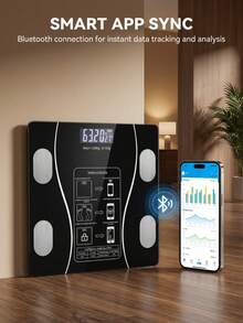 Smart Body Fat Scale, Digital Weight Scale With Backlit LED Display And Durable Tempered Glass, Compact Size, High Precision, Easy To Use, Auto Calibration, 12 Key Measurements - View 6