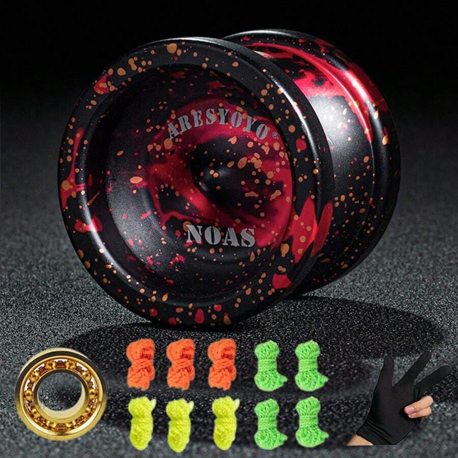 No-Reaction Extra Long Sleep High-End Finger Spinner, Adult Player No-Reaction Metal Aluminum Alloy, Beginner Teenager Outdoor Sports, Comes With Gloves + Bearings + 10 Strings - Multicolor - View 1