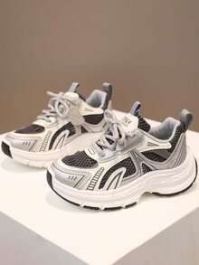 儿童透气网面厚底运动鞋，秋季新品，防滑厚底，幼儿轻便运动鞋，儿童休闲鞋 - 灰色 - 查看 2