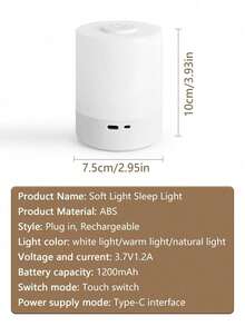 Lampu Malam Sentuh Silinder LED, Lampu Samping Tempat Tidur Portabel Minimalis, Cocok untuk Kamar Tidur, Ruang Tamu, Meja, Samping Tempat Tidur, Kantor, Hadiah, Asrama, Dapat Diisi Ulang USB, Dapat Diredupkan dalam Berbagai Mode, Lampu Malam Ambient dengan Kontrol Sentuh - Sentuh lampu malam silinder - View 10