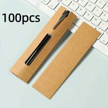 50/100pcs Paper Pen Box Pen Packaging Box Gift Ballpoint Pen Box. Window Type. Black Kraft Paper Pen Sleeve Simple Both-Ends Pen Paper Sleeve Packaging Universal Pen Sleeve. Back To School Season. Ideal Gift For Colleagues And Teachers. Back To School Season. Teacher's Day. (Note: The Paper Piece On The Window Needs To Be Removed By Yourself) (Since It Is Made Of Paper, There May Be Slight Scratches, But It Does Not Affect Use And Appearance) - Multicolor - View 10