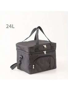 Túi đựng đồ ăn trưa hai lớp đa năng dành cho nam nữ, dung tích lớn, thích hợp mang đi du lịch hoặc dã ngoại, có dây đeo vai. - Màu Xám nhạt - Xem 5