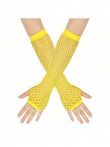 1980s Neon Street Party Punk Fishnet Fingerless Gloves, Stretchy, For Party, Carnival, Mother's Day Gift - Multicolor - View 2