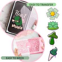 7片/套 永久性乙烯基贴纸 - 12英寸 x 10英寸 玫瑰色和绿色，易于切割和清洁，适用于家居、汽车装饰、标牌和杯子 - 7色果綠 - 查看 5