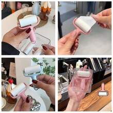 Bộ lăn bụi mini cầm tay - 1 tay cầm + 3 con lăn thay thế, độ bám dính cao, dễ dàng loại bỏ lông thú cưng, dễ sử dụng, tay cầm có thể tái sử dụng, không cần nguồn điện, thích hợp cho thú cưng/quần áo/thảm/ghế xe hơi, vật dụng thiết yếu cho người nuôi thú cưng. - cuộn - Xem 6